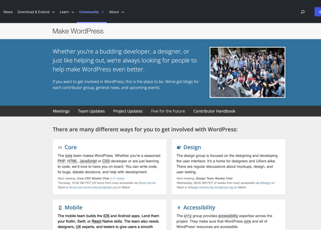 WordPress Community Page on WordPress.org